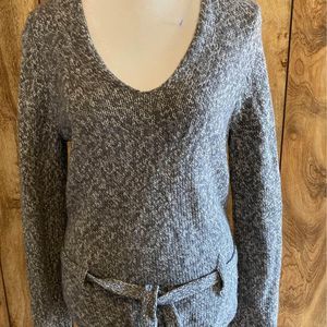 Womens J Crew Italian Wool Long Sleeve Belted Sweater